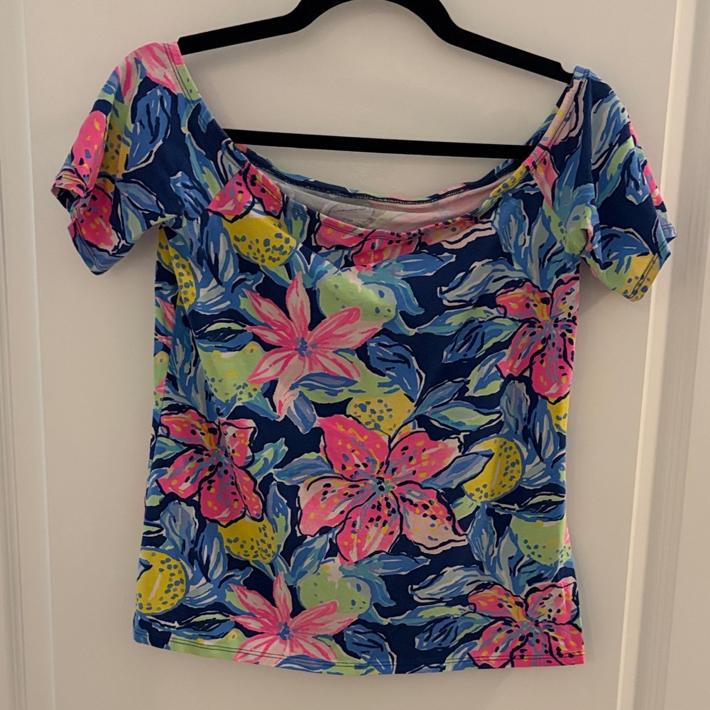 Lilly Pulitzer Colorful Floral Off-Shoulder Top